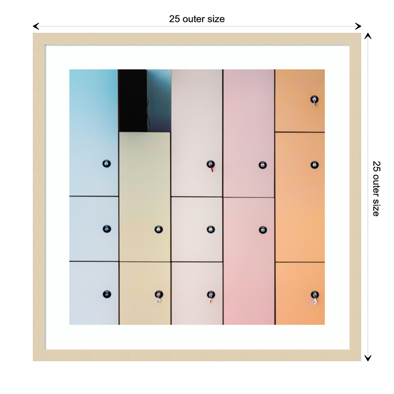 Pastel Lockers by Luc Vangindertael (laGrange) Wood Framed Wall Art Print